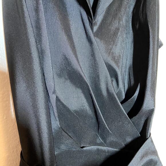 Vintage Tadashi Shoji Collection Little Black Dress 90 Knee Length Wrap Collar 6 - Picture 3 of 5